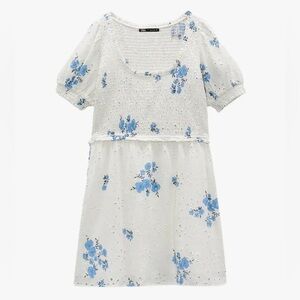 Zara White Openwork Eyelet Short Sleeve Mini Dress Women’s US M